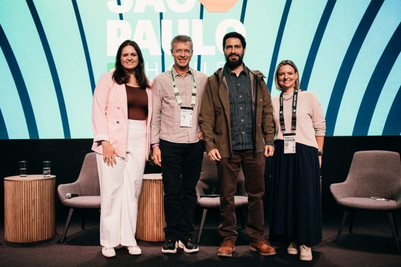 Ronaldo Lemos no SXSW São Paulo 2026 com Sidney Klajner, Carolini Kaid e Vanessa do Butantan